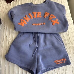 White Fox Shorts + Sweatshirt Set
